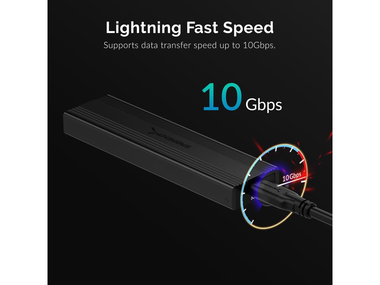 Sabrent Boîtier USB 3.2 Type-C sans outil pour M.2 PCIe NVMe et SSD SATA (EC-SNVE)