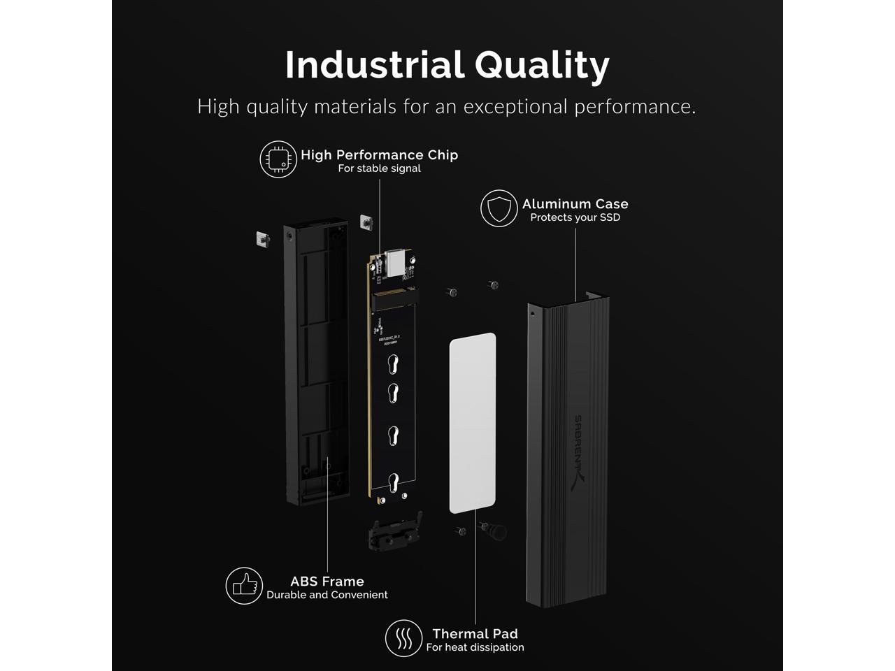 Sabrent Boîtier USB 3.2 Type-C sans outil pour M.2 PCIe NVMe et SSD SATA (EC-SNVE)
