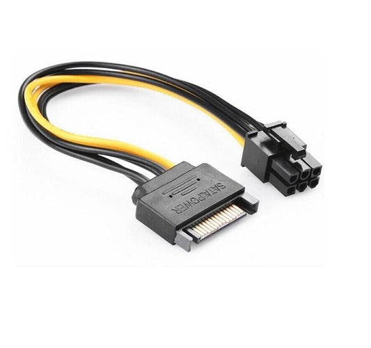 Câble adaptateur d'alimentation SATA 15 broches vers PCIe PCI-e PCI Express 6 broches pour carte vidéo nouveau