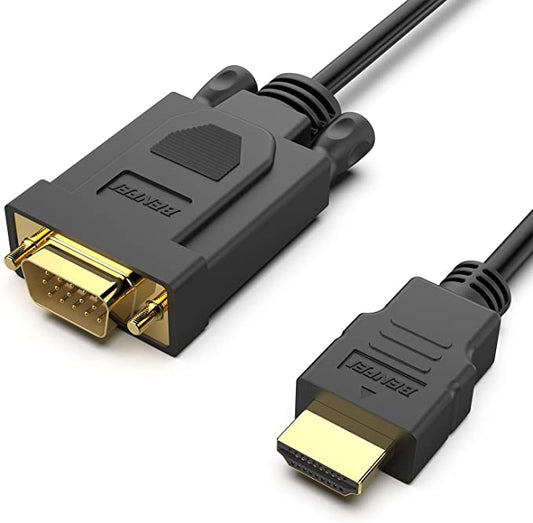 Benfei Câble HDMI vers VGA plaqué or de 1,8 m (mâle vers mâle) compatible avec ordinateur, ordinateur de bureau, ordinateur portable, PC, moniteur, projecteur, TVHD, Raspberry Pi, Roku, Xbox et autres