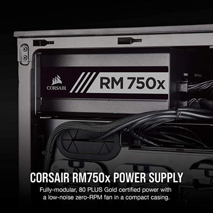 Corsair Série RMX RM750x, 750 W, 80+ Gold Certifié, alimentation entièrement modulaire (faible bruit, mode ventilateur zéro tr/min, condensateurs 105 °C, câbles entièrement modulaires, taille compacte) Noir