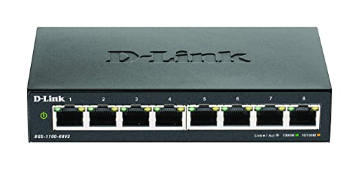 D-Link Commutateur de bureau intelligent à 8 ports Gigabit géré - Fonctionnalités 2 couches - VLAN - Diagnostic de câble - Compact, sans ventilateur - Fonctionnalités d'économie d'énergie - Smart Web GUI (DGS-1100-08V2)