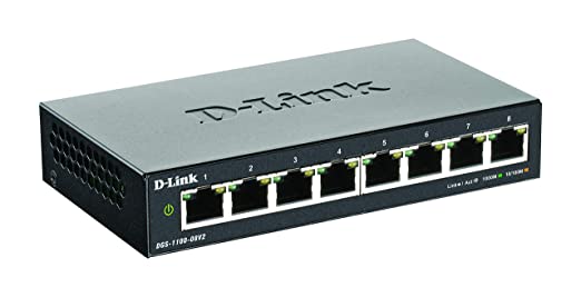 D-Link Commutateur de bureau intelligent à 8 ports Gigabit géré - Fonctionnalités 2 couches - VLAN - Diagnostic de câble - Compact, sans ventilateur - Fonctionnalités d'économie d'énergie - Smart Web GUI (DGS-1100-08V2)