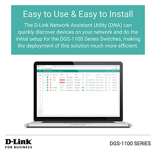 D-Link Commutateur de bureau intelligent à 8 ports Gigabit géré - Fonctionnalités 2 couches - VLAN - Diagnostic de câble - Compact, sans ventilateur - Fonctionnalités d'économie d'énergie - Smart Web GUI (DGS-1100-08V2)