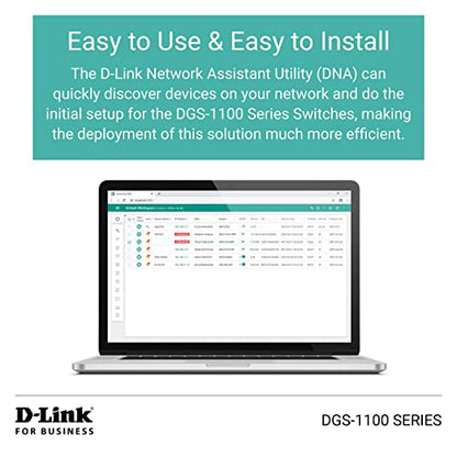 D-Link Commutateur de bureau intelligent à 8 ports Gigabit géré - Fonctionnalités 2 couches - VLAN - Diagnostic de câble - Compact, sans ventilateur - Fonctionnalités d'économie d'énergie - Smart Web GUI (DGS-1100-08V2)