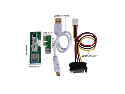 Câble d'extension ENLabs PCIE1X21X PCI-E X1 vers 1X, carte d'extension étendue PCIe 1X vers 1X à 90 degrés pour l'exploitation de cartes graphiques GPU