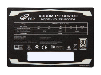 FSP Group AURUM PT Series 1200W (PT1200FM) ATX12V/EPS12V 80 PLUS PLATINUM Alimentation entièrement modulaire certifiée Nouveau processeur de 4e génération certifié Haswell Ready