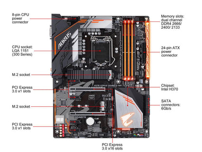 GIGABYTE H370 AORUS Gaming 3 WIFI LGA 1151 (300 Series) Intel H370 HDMI SATA 6Gb/s USB 3.1 ATX Intel Motherboard