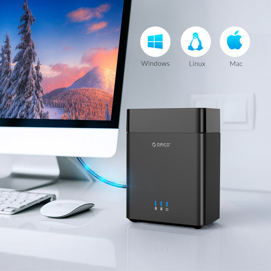 ORICO – boîtier de disque dur 3.5 pouces DS200C3, 2 baies, Type C, USB3.1, Gen1, 5Gbps, Support UASP, puissance 12V, 4A, 20 to