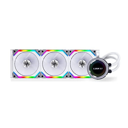 Lian Li Galahad AIO 360 RGB UNI Fan SL120 Edition Blanc – Triple ventilateurs RVB adressables de 120 mm – Refroidisseur liquide AIO CPU – GA-360SLA