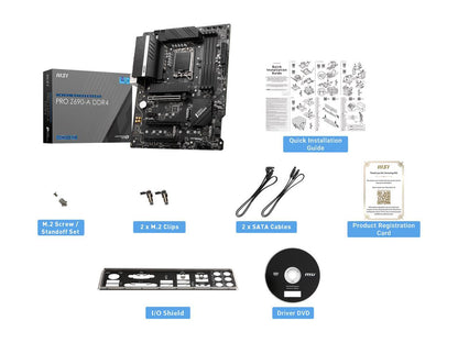 Carte mère MSI PRO Z690-A DDR4 ATX - compatible avec les processeurs Intel Core 12ème génération, LGA 1700 - 14 Duet Rail 55A VRM, DDR4 Boost (5200MHz OC), 1x PCIe 5.0 x16, 3 x M.2 Gen4 x4, 4K/60Hz HDMI, Réseau local 2.5G