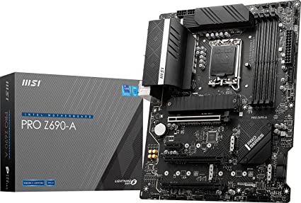 MSI PRO Z690-A ProSeries Carte mère (ATX, Intel Core 12e génération, socket LGA 1700, DDR5, USB 3.2 Gen 2, PCIe 5, LAN 2,5 G, emplacements M.2)