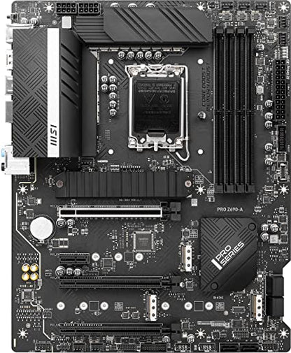 MSI PRO Z690-A ProSeries Carte mère (ATX, Intel Core 12e génération, socket LGA 1700, DDR5, USB 3.2 Gen 2, PCIe 5, LAN 2,5 G, emplacements M.2)