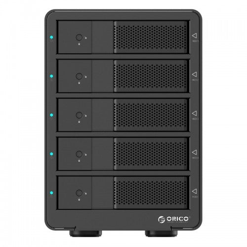 ORICO Aluminum 5 Bay 3.5 inch Enclosure SuperSpeed USB 3.0 to SATA Hard Drive HDD SSD Case RAID 0/1/3/5/10/Combine/Clear RAID Models for Mac OS Windows PC Laptop 5*16TB Max with RAID