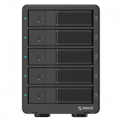 ORICO Aluminum 5 Bay 3.5 inch Enclosure SuperSpeed USB 3.0 to SATA Hard Drive HDD SSD Case RAID 0/1/3/5/10/Combine/Clear RAID Models for Mac OS Windows PC Laptop 5*16TB Max with RAID