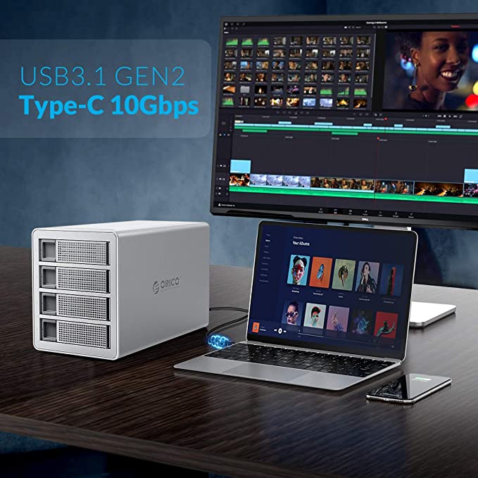 ORICO – Station d'accueil pour disque dur de Type C, 4 baies 3549C3, série 35, 10Gbps, avec fonction Raid, pour boîtier de 2.5 ou 3.5 pouces