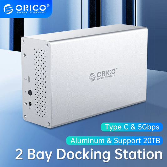 ORICO Honeycomb Series WS200C3 SATA 3,5 pouces USB 3.1 USB-C / Type-C Deux baies HDD / SSD Boîtier en alliage d'aluminium Capacité maximale de prise en charge : 20 To