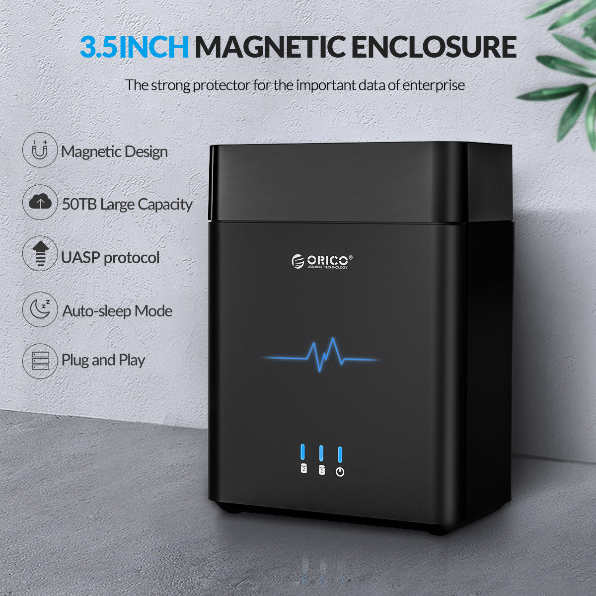 ORICO – boîtier de disque dur 3.5 pouces DS200C3, 2 baies, Type C, USB3.1, Gen1, 5Gbps, Support UASP, puissance 12V, 4A, 20 to