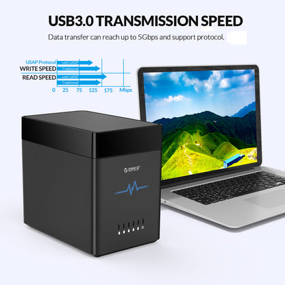 ORICO – disque dur magnétique DS série 5 baies DS500C3, 3.5 pouces, Type C F, USB3.1, Gen1, 5Gbps, avec alimentation 12V6.5A
