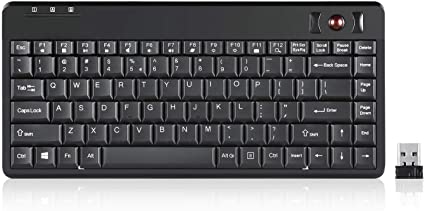 Perixx Periboard-706 Mini clavier trackball sans fil avec boule de suivi intégrée de 1,4 cm pour fonction de pointage, noir, disposition anglaise américaine (10532)