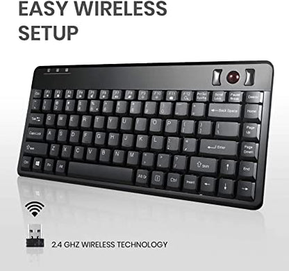 Perixx Periboard-706 Mini clavier trackball sans fil avec boule de suivi intégrée de 1,4 cm pour fonction de pointage, noir, disposition anglaise américaine (10532)