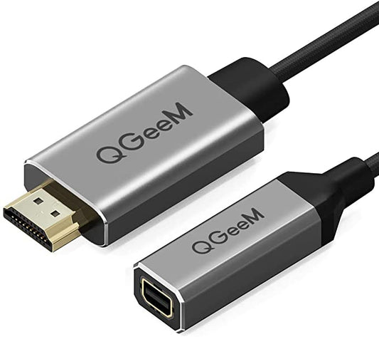 QGeeM Câble adaptateur convertisseur HDMI vers Mini DisplayPort 20 cm 4K x 2K HDMI vers Mini DP pour systèmes équipés de HDMI, conforme à la norme VESA Dual-Mode DisplayPort 1.2, HDMI 1.4