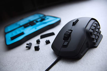 Roccat Nyth Souris Gamer Modulaire pour MMO, 18 Boutons Programmables, Capteur Laser 12000 dpi, Filaire et Ergonomique, Silencieuse, Optique, Configuration FPS et MOBA, Connexion USB pour PC, Noir