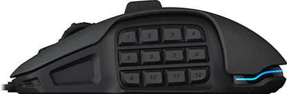 Roccat Nyth Souris Gamer Modulaire pour MMO, 18 Boutons Programmables, Capteur Laser 12000 dpi, Filaire et Ergonomique, Silencieuse, Optique, Configuration FPS et MOBA, Connexion USB pour PC, Noir