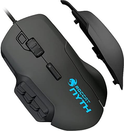 Roccat Nyth Souris Gamer Modulaire pour MMO, 18 Boutons Programmables, Capteur Laser 12000 dpi, Filaire et Ergonomique, Silencieuse, Optique, Configuration FPS et MOBA, Connexion USB pour PC, Noir