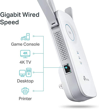 TP-Link RE450 Répéteur Wi-Fi Double Bande AC1750Mbps (1 Port Gigabit, Compatibilité Universelle, Installation Facile, Mode Haute Vitesse)