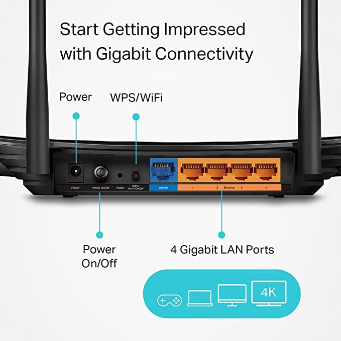TP-Link AC1200 Archer A6 Smart Dual Band MU-MIMO Routeur Internet Wi-Fi sans fil v2.0