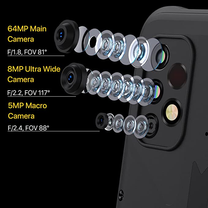 UMIDIGI Bison GT2 Pro 5G Unlocked Cell Phone,Ip68 & Ip69k Rugged Phone,6.5" Fhd+Full Screen 64MP Camera Android12 Smartphone with 6150mAh Battery, CAD Version & Warranty,Hack Black,8GB+256GB