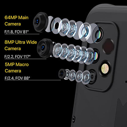 UMIDIGI Bison GT2 Pro 5G Unlocked Cell Phone,Ip68 & Ip69k Rugged Phone,6.5" Fhd+Full Screen 64MP Camera Android12 Smartphone with 6150mAh Battery, CAD Version & Warranty,Hack Black,8GB+256GB