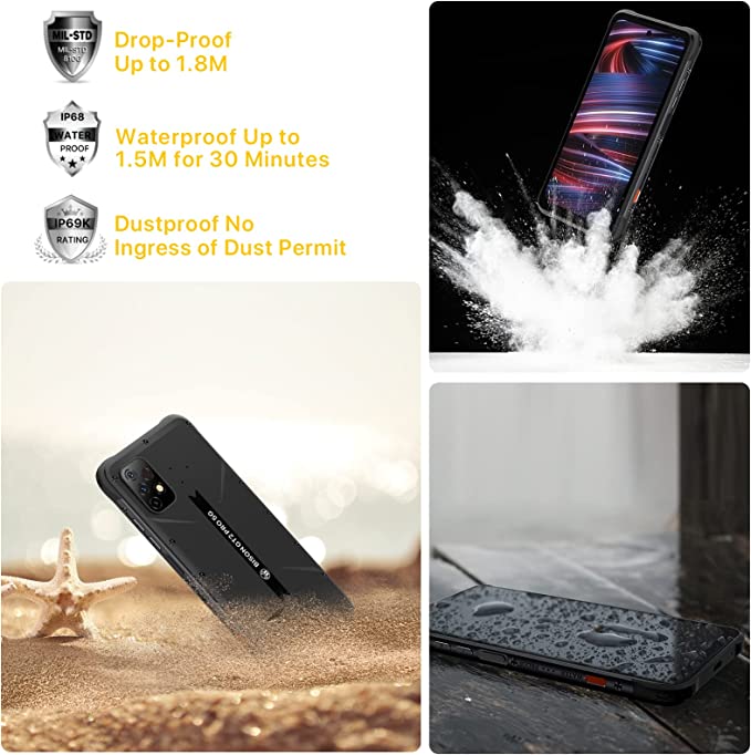 UMIDIGI Bison GT2 Pro 5G Unlocked Cell Phone,Ip68 & Ip69k Rugged Phone,6.5" Fhd+Full Screen 64MP Camera Android12 Smartphone with 6150mAh Battery, CAD Version & Warranty,Hack Black,8GB+256GB
