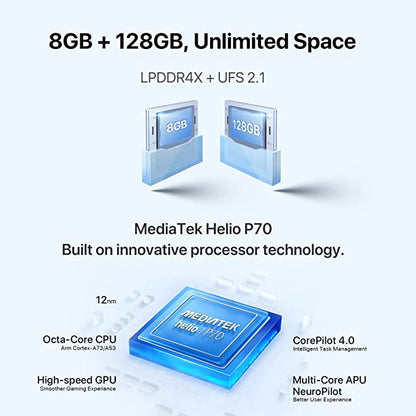 UMIDIGI F3 5G Téléphones portables débloqués Canada, smartphone Android 12, 8 Go de RAM/128ROM NFC Android, grand écran HD Octa-core 6,7", 48 MP + 16 MP + 5 MP AI Triple caméra, batterie 5150 mAh