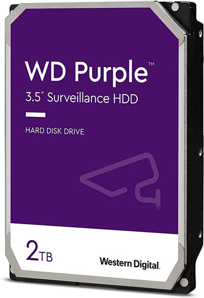 WD WD20PURZ Disque dur de surveillance Violet 2 To Classe 5400 tr/min SATA 6 Go/s 64 Mo de mémoire cache 3,5"