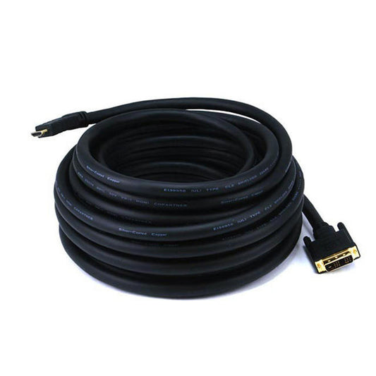 Câble HDMI® vers DVI 22AWG CL2 standard plaqué argent noir 50pi - Monoprice®