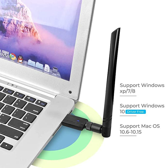 Adaptateur WiFi sans fil 1200 Mbit/s USB 3.0 Dongle WiFi 2,4 G/5G 802.11ac avec antenne à gain élevé pour ordinateur de bureau et PC compatible Windows XP/10/8/8.1/7/Vista, Mac 10.6-10.15